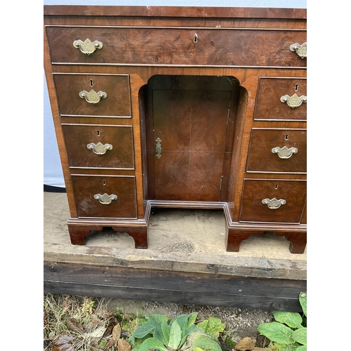 305 - HAND MADE WALNUT  LADIES WRITING DESK WITH 7 DRAWERS AND CENTER CUPBOARD COMPLETE WITH KEYS - H30