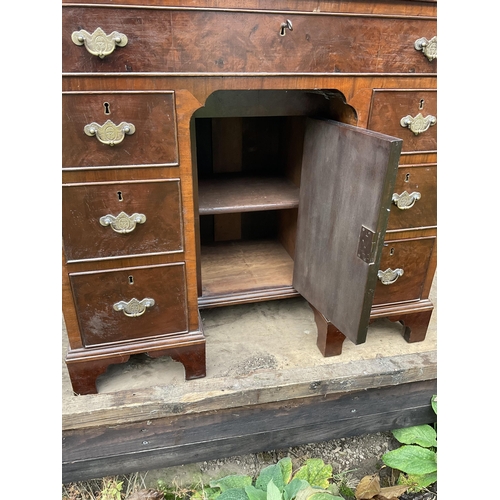 305 - HAND MADE WALNUT  LADIES WRITING DESK WITH 7 DRAWERS AND CENTER CUPBOARD COMPLETE WITH KEYS - H30