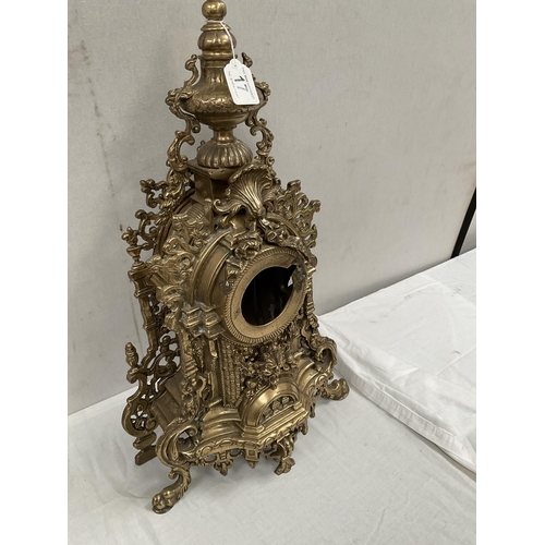 17 - HEAVY BRASS ORNATE CLOCK CASE H 24