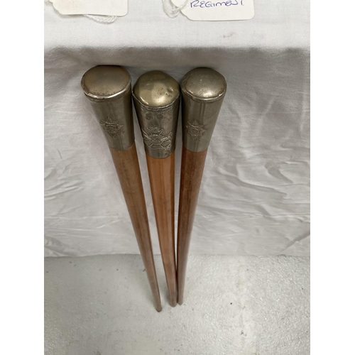 18 - 3 MILITARY STICKS NOTTINGHAM AND DERBY REGIMENT AND 2 WORCESTER AND SHERWOOD FORESTERS REGIMENT H 36... 