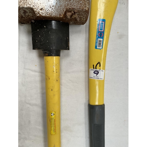 6 - ROLSON 4LB FELLING AXE WITH FIBER GLASS HANDLE AND A ROLSON 10LB SLEDGE HAMMER WITH FIBER GLASS HAND... 