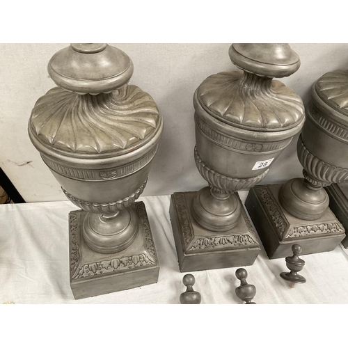 28 - 4 GREY WOODEN LAMP BASES
H22