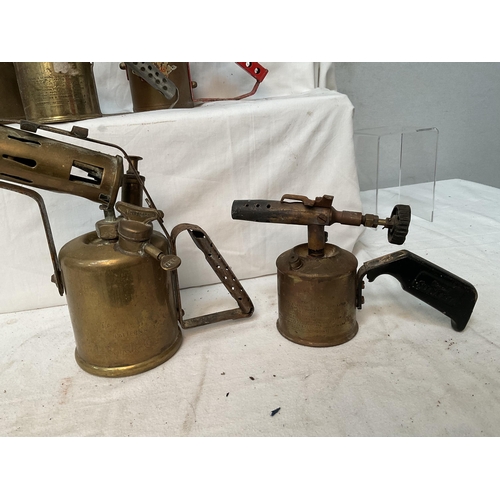 37 - QTY OF VINTAGE BRASS BLOW LAMPS