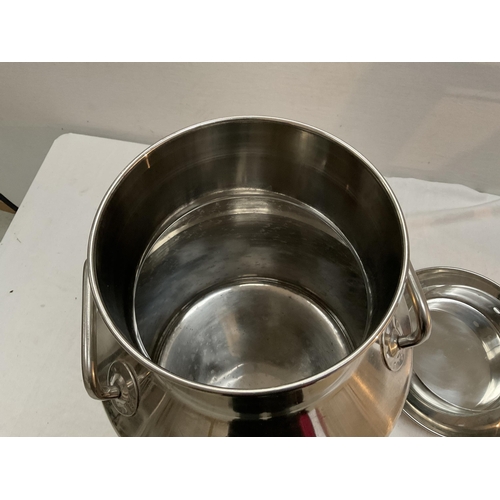 43 - STAINLESS STEEL MILK CHURN COMPLETE WITH COVER - D21