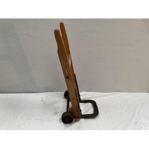 44 - MINIATURE WOODEN AND CAST IRON SACK TRUCK - H20