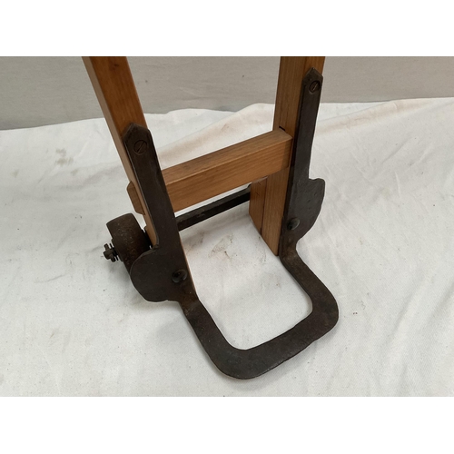 44 - MINIATURE WOODEN AND CAST IRON SACK TRUCK - H20