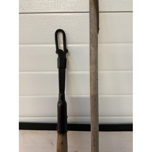 60 - VINTAGE SHEPHERDS CROOK AND A BULL LEAD STICK