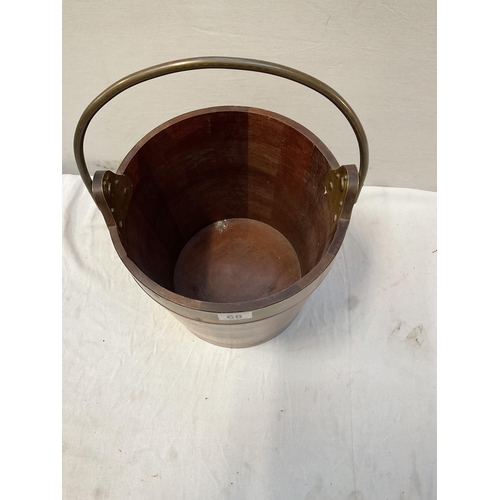 68 - MAHOGANY BUCKET WITH BRASS RIM AND HANDLE - H13