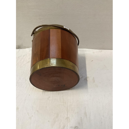 68 - MAHOGANY BUCKET WITH BRASS RIM AND HANDLE - H13