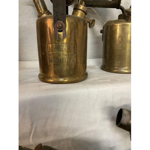 70 - LARGE QTY OF VINTAGE BRASS BLOW LAMPS