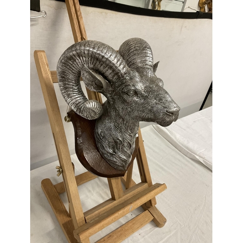 75 - REPRO MOUNTAIN GOAT HEAD MOUNTED ON OAK PLAQUE - L13