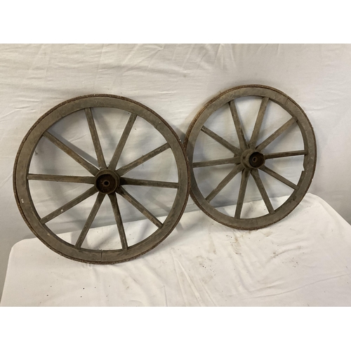 76 - PAIR OF VINTAGE SMALL CART WHEELS DIA 20