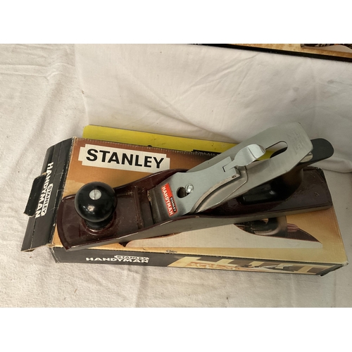 77 - 4 STANLEY BOXED PLANES - BAILEY NO 5.5, BAILEY NO 5, STANLEY HANDYMAN AND A STANLEY BAILEY NO 4