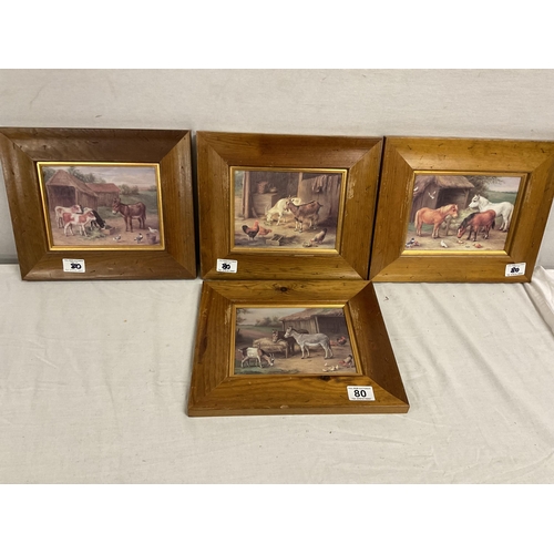 80 - SET OF 4 REPRODUCTION FRAMED FARMYARD SCENE PICTURES 10.5