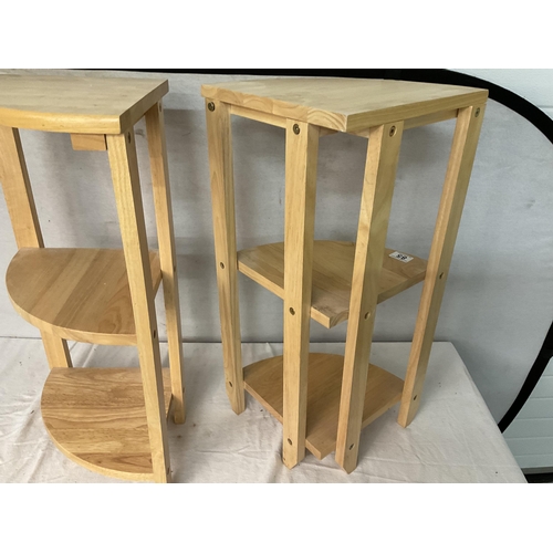 85 - 2 MODERN BEECH CORNER SHELVES H26