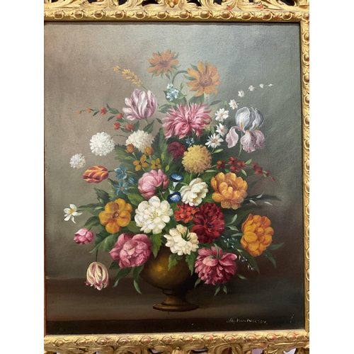 133 - REPRODUCTION OILS ON CANVAS OF STILL LIFE IN ORNATE GILT FRAME H32