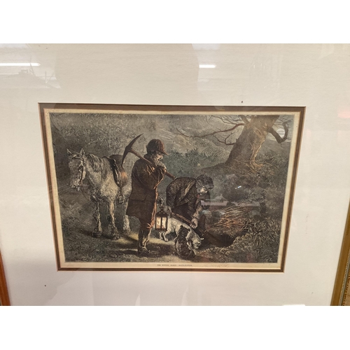 138 - REPRODUCTION GILT FRAMED PRINT ENTITLED THE HUNTING SEASON EARTH STOPPING - H22