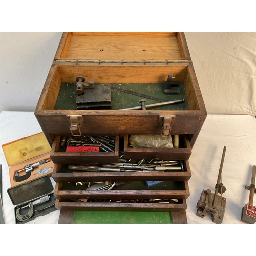 147 - ENGINEERS WOODEN TOOL CHEST AND ENGINEERS TOOLS H16