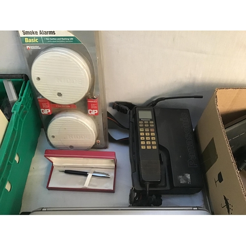 152 - 2 BOXES OF OFFICE EQUIPMENT TO INC EARLY MOBILE PHONE, LAPTOPS STATIONARY ITEMS ETC