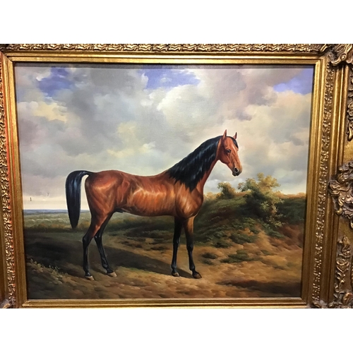 158 - REPRODUCTION OILS ON CANVAS IN ORNATE GILT FRAME (HORSE) 30