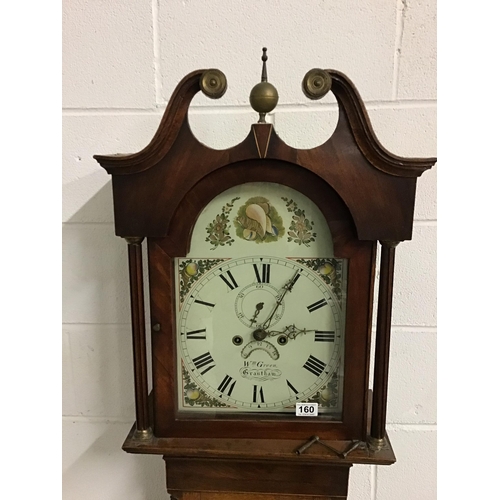 160 - OAK WITH MAHOGANY CROSS BANDED 8 DAY GRANDFATHER CLOCK  WM GREEN GRANTHAM (1822) H84