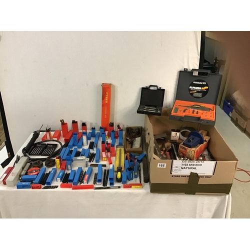 165 - 2 BOXES OF TOOLS AND HARDWARE TO INCLUDE A LARGE QTY OF NEW DRILL BITS