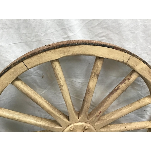 104 - PAIR OF VINTAGE PAINTED SMALL CART WHEELS H26