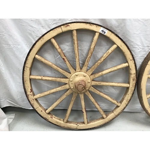 104 - PAIR OF VINTAGE PAINTED SMALL CART WHEELS H26