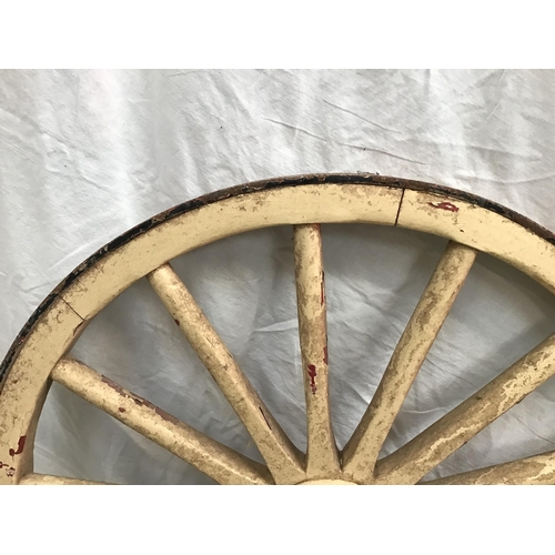 104 - PAIR OF VINTAGE PAINTED SMALL CART WHEELS H26