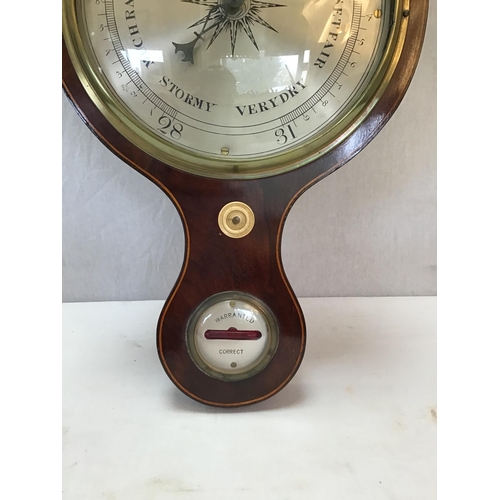 109 - VICTORIAN MAHOGANY BANJO WALL BAROMETER H39