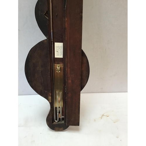 109 - VICTORIAN MAHOGANY BANJO WALL BAROMETER H39