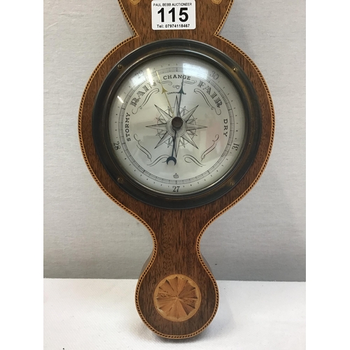 115 - MAHOGANY INLAID WALL BAROMETER -H26