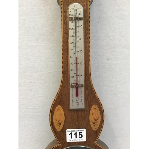 115 - MAHOGANY INLAID WALL BAROMETER -H26