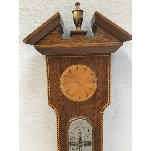 115 - MAHOGANY INLAID WALL BAROMETER -H26