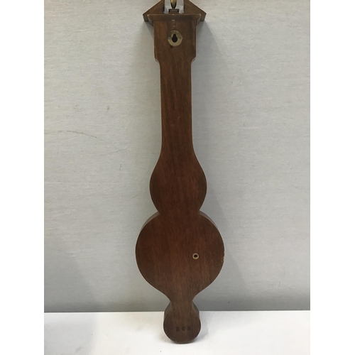 115 - MAHOGANY INLAID WALL BAROMETER -H26