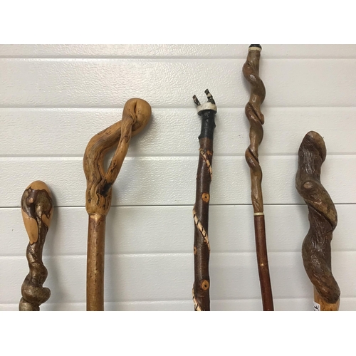 122 - QTY OF CARVED WALKING CANES - SMALLEST 47