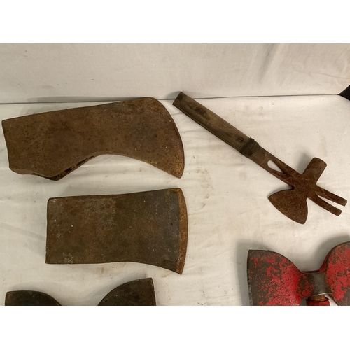 176 - BOX OF VINTAGE AXE HEADS