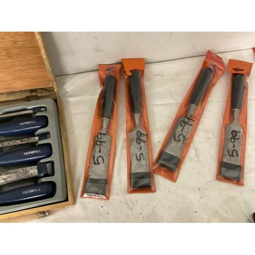 179 - BOX OF WOOD CHISELS