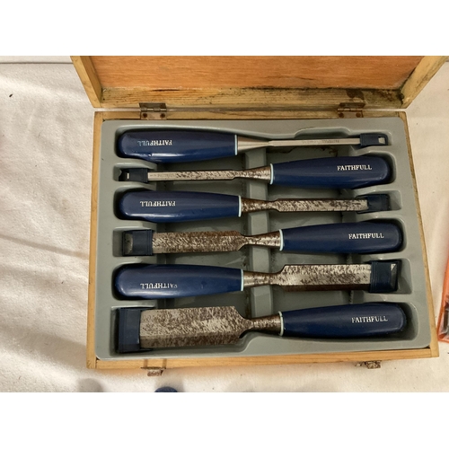 179 - BOX OF WOOD CHISELS