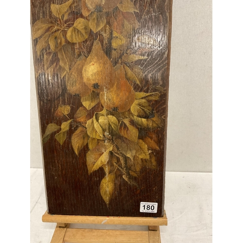 180 - HAND PAINTED OAK PLAQUE OF FRUIT AND FOILAGE 30