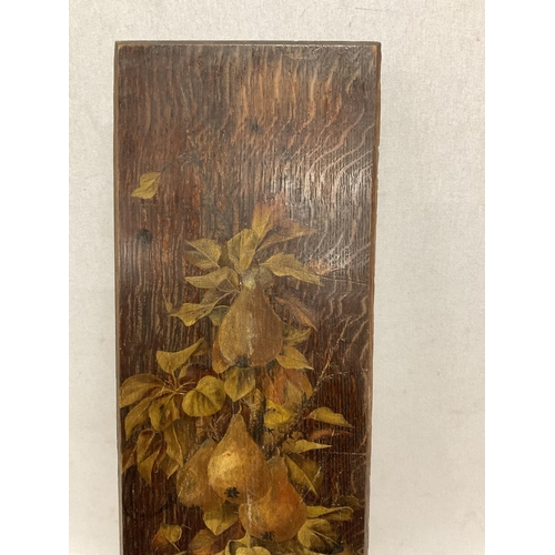 180 - HAND PAINTED OAK PLAQUE OF FRUIT AND FOILAGE 30