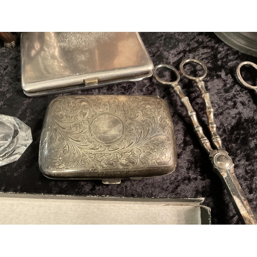 181 - BOX OF SILVER, SILVER PLATED AND PEWTER ITEMS