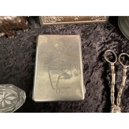 181 - BOX OF SILVER, SILVER PLATED AND PEWTER ITEMS