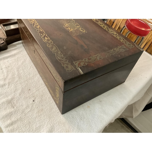 190 - BOX OF ODDS TO INC CLOCKS, CERAMIC TILES, BRASS INLAID ROSEWOOD BOX ETC