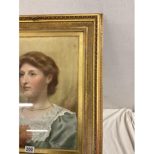 200 - GILT FRAMED PORTRAIT OF A LADY SIGNED E TAYLOR - 25