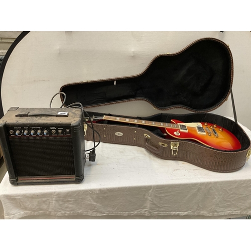 206 - LES PAUL STANDARD LITE ELECTRIC GUITAR IN CASE (serial number 19051524646) AND A SOUND KING AMPLIFIE... 