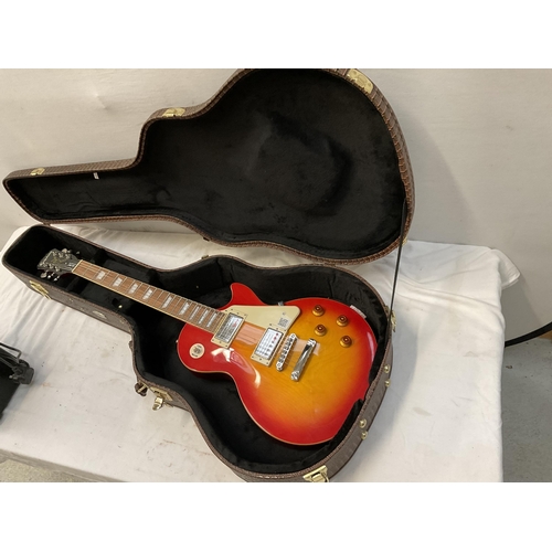 206 - LES PAUL STANDARD LITE ELECTRIC GUITAR IN CASE (serial number 19051524646) AND A SOUND KING AMPLIFIE... 