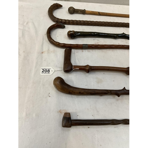 208 - COLLECTION OF VICTORIAN AND LATER WALKING CANES