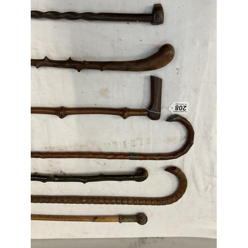 208 - COLLECTION OF VICTORIAN AND LATER WALKING CANES