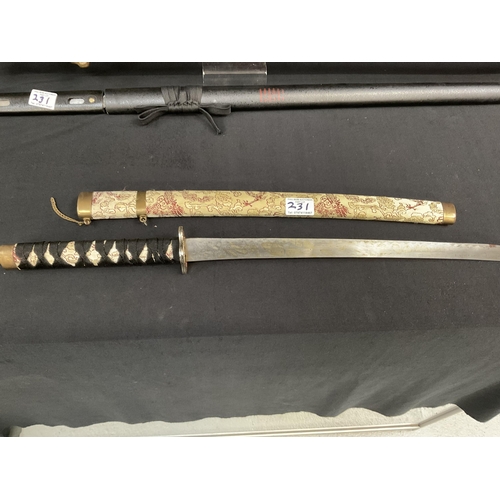 231 - 3 REPRODUCTION DECORATIVE SWORDS 40